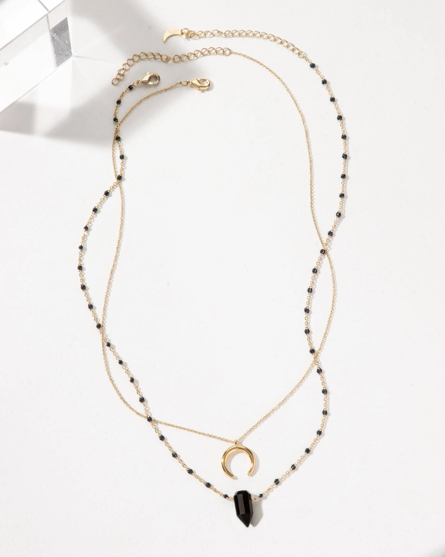 Layered Black Onyx Necklace Set – Dark Moon Jewellery – Gold Crystal Pendant(Dark Moon Onyx Necklace Set Black Onyx) 3 Layered Black Onyx Necklace Set – Dark Moon Jewellery – Gold Crystal Pendant(Dark Moon Onyx Necklace Set Black Onyx) - Image 3