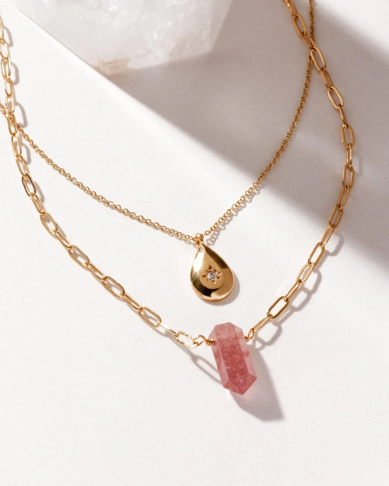 Layered Gold Necklace Set – Golden Aura Crystal Jewellery – Dainty Spiritual Pendant(Golden Drip Necklace Set) 4 Layered Gold Necklace Set – Golden Aura Crystal Jewellery – Dainty Spiritual Pendant(Golden Drip Necklace Set) - Image 4