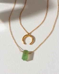Layered Green Aventurine Necklace Set – Healing Crystal Jewellery(Gemstone Point Necklace Set Green Aventurine) -Djuna Jewelry Store N7657GAV