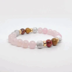 Love's Quiet Wisdom Bracelet- Rose Quartz, Petrified Wood(Loves Quiet Wisdom Rose Quartz Petrified Wood And White Howlite Bracelet 8mm)