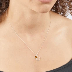 Custom Silver Birthstone Necklace With Initial Letter(Silver Birthstone Necklace With Intial Letter) -Djuna Jewelry Store alphabet november 2