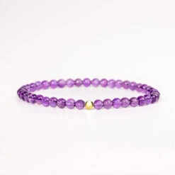 Amethyst Gemstone Bracelet – 4mm Beads With Sterling Silver Accent(Amethyst Gemstone Bracelet 4mm) 9 Amethyst Gemstone Bracelet – 4mm Beads With Sterling Silver Accent(Amethyst Gemstone Bracelet 4mm) -Djuna Jewelry Store amethyst 4mm bracelet gold