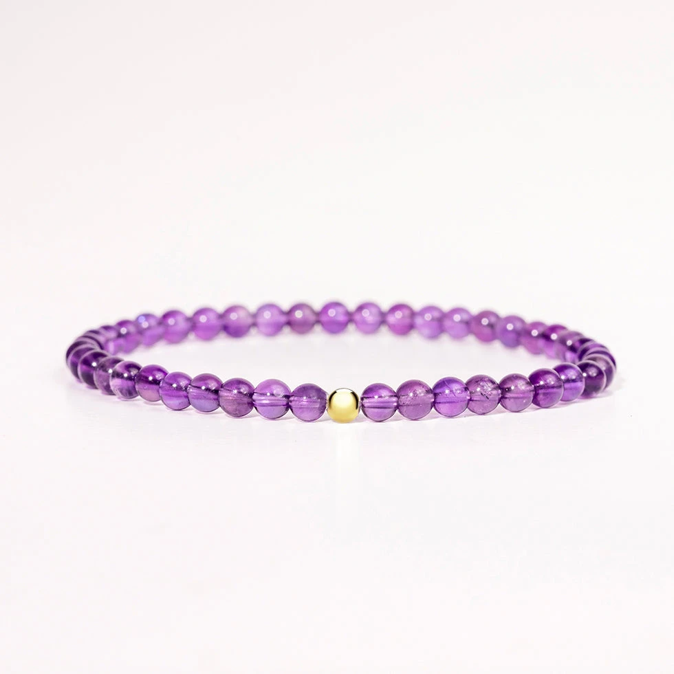 Amethyst Gemstone Bracelet – 4mm Beads With Sterling Silver Accent(Amethyst Gemstone Bracelet 4mm) 3 Amethyst Gemstone Bracelet – 4mm Beads With Sterling Silver Accent(Amethyst Gemstone Bracelet 4mm) - Image 3