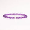 Amethyst Gemstone Bracelet – 4mm Beads With Sterling Silver Accent(Amethyst Gemstone Bracelet 4mm)
