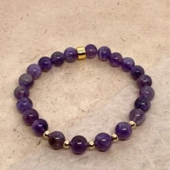 Amethyst Gemstone Bracelet – 8mm Healing Crystal Beads For Calm & Clarity(Amethyst Gemstone Bracelet 8mm 1) -Djuna Jewelry Store amethyst 8mm bracelet 3