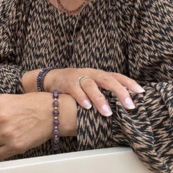 Amethyst Gemstone Bracelet – 8mm Healing Crystal Beads For Calm & Clarity(Amethyst Gemstone Bracelet 8mm 1) -Djuna Jewelry Store amethyst 8mm bracelet model