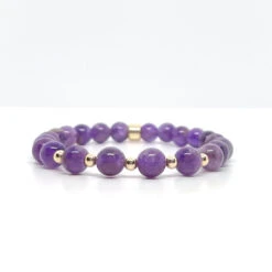 Amethyst Gemstone Bracelet – 8mm Healing Crystal Beads For Calm & Clarity(Amethyst Gemstone Bracelet 8mm 1)