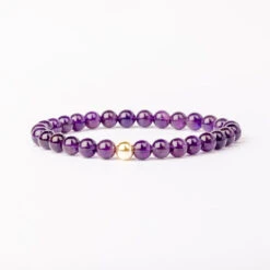 Amethyst Beaded Bracelet – Essential 6mm Gemstone Crystal Jewellery(Amethyst Essential Bracelet 6mm)