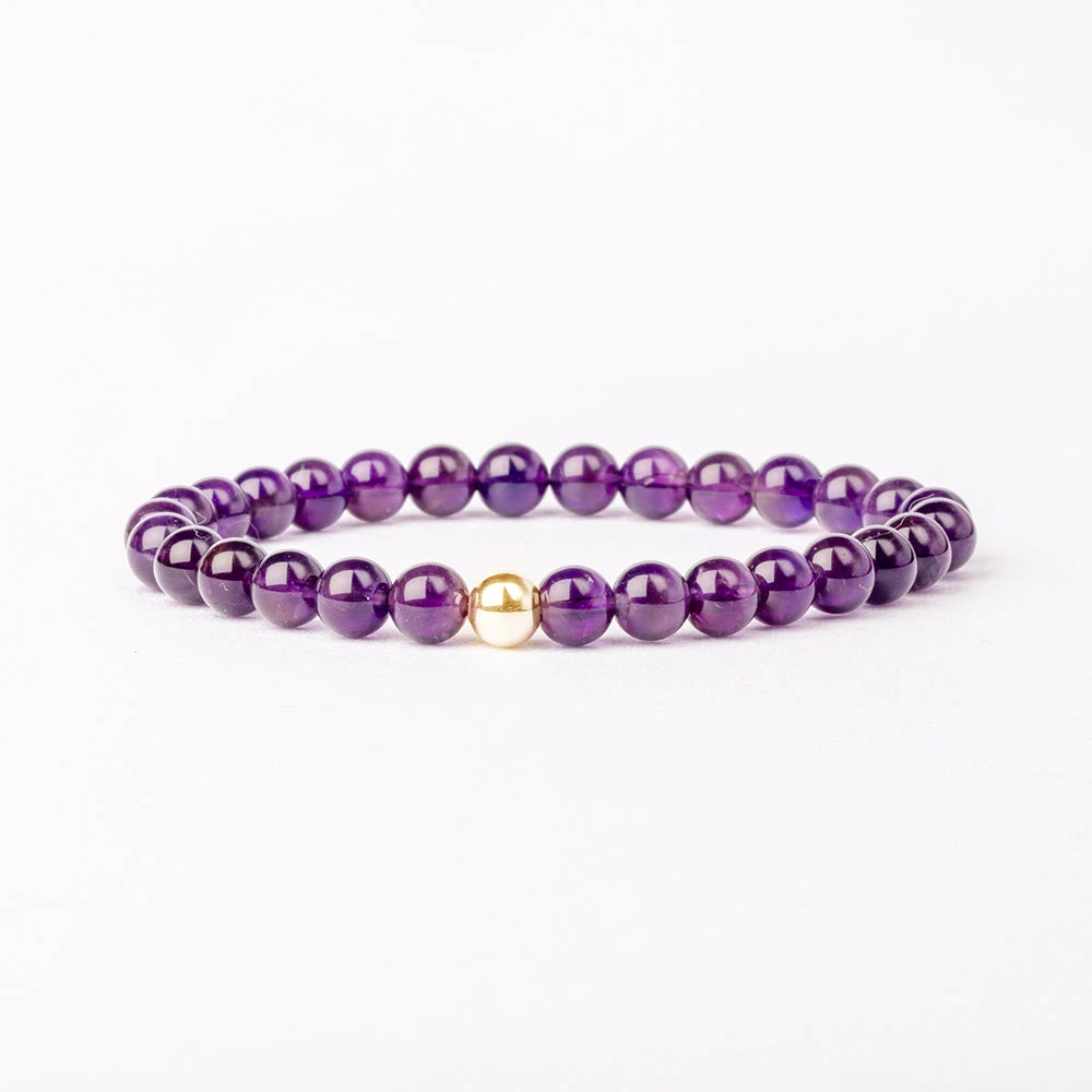 Amethyst Beaded Bracelet – Essential 6mm Gemstone Crystal Jewellery(Amethyst Essential Bracelet 6mm) 1 Amethyst Beaded Bracelet – Essential 6mm Gemstone Crystal Jewellery(Amethyst Essential Bracelet 6mm)