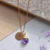 Personalised Gold Initial Necklace – Amethyst Moonstone – Dainty Jewellery Gift For Her(Teardrop Amethyst Necklace Gold)