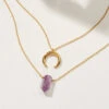 Layered Crystal Necklace – Amethyst Point Pendant Set, Handmade Jewellery(Gemstone Point Necklace Set Amethyst)