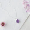 Natural Amethyst Necklace – Silver Dipped Crystal Pendant(Natural Amethyst Necklace With Engraved Initial Charm)