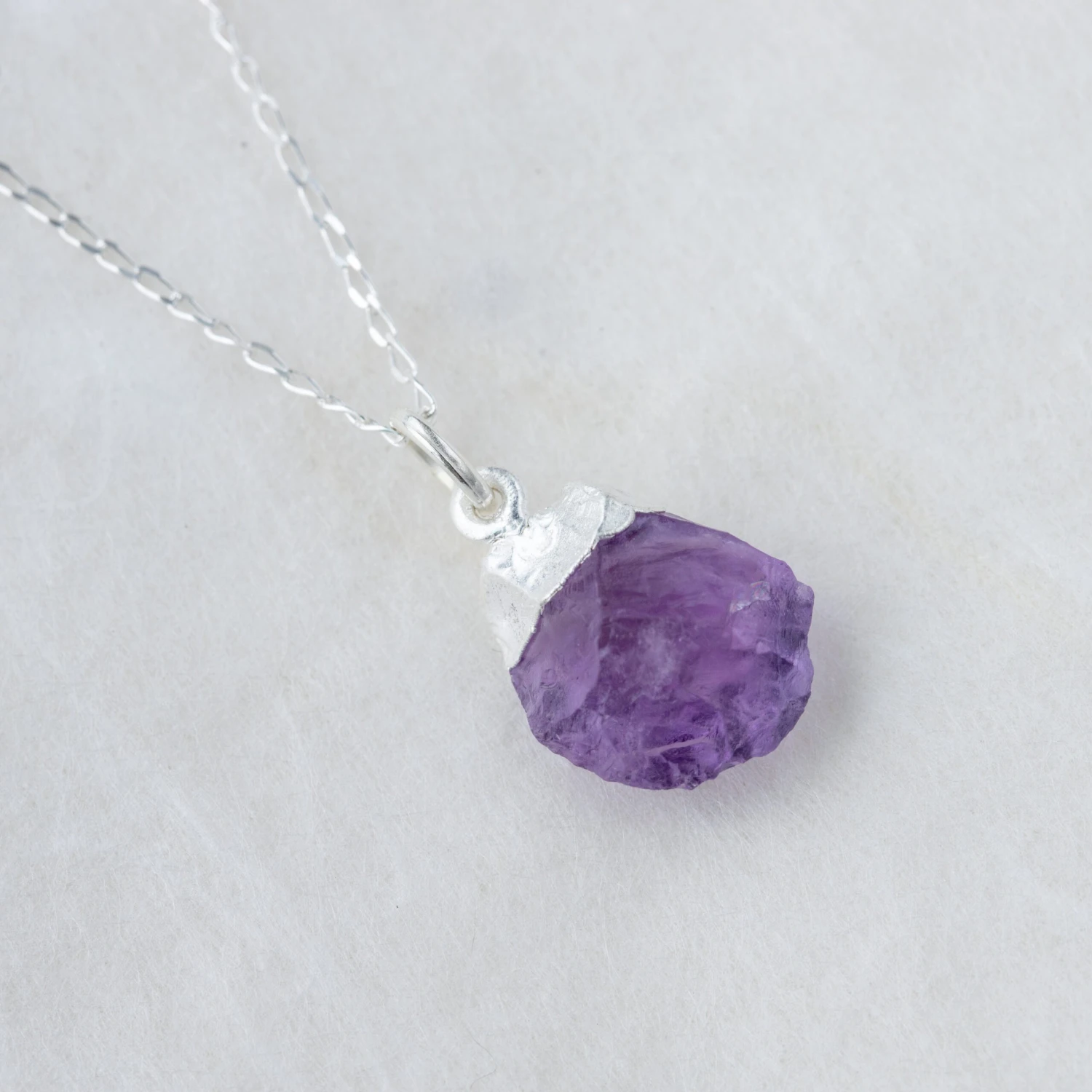 Natural Amethyst Necklace – Silver Dipped Crystal Pendant(Natural Amethyst Necklace With Engraved Initial Charm) 2 Natural Amethyst Necklace – Silver Dipped Crystal Pendant(Natural Amethyst Necklace With Engraved Initial Charm) - Image 2