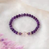 Soul Soother Amethyst Gemstone Bracelet With Rose Quartz - 6mm Beads(Anxiety Bracelet Amethyst And Rose Quartz 6mm)
