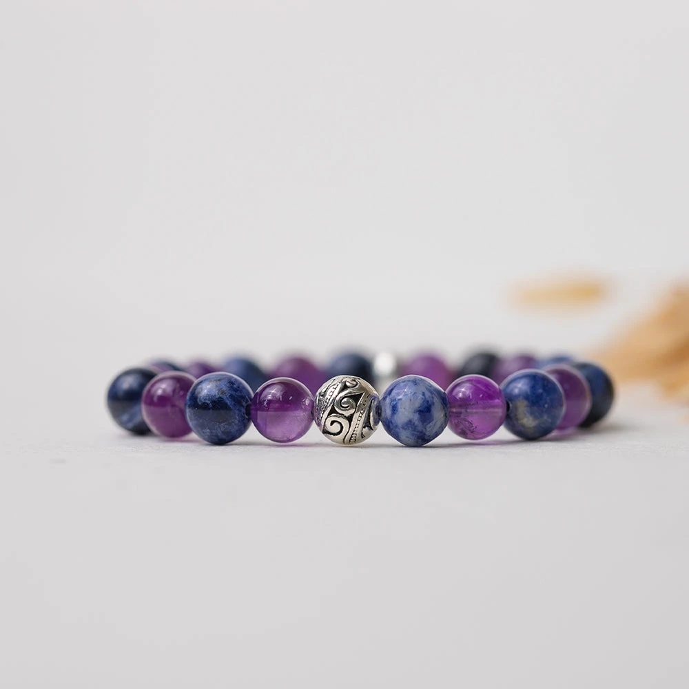 Sodalite And Amethyst Gemstone Bracelet 8mm(Sodalite And Amethyst Gemstone Bracelet 8mm) 2 Sodalite And Amethyst Gemstone Bracelet 8mm(Sodalite And Amethyst Gemstone Bracelet 8mm) - Image 2