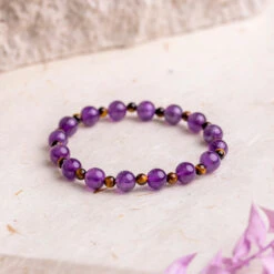 Peace And Positivity Bracelet With Amethyst And Tiger's Eye Beads(Peace And Positivity Bracelet)