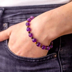 Peace And Positivity Bracelet With Amethyst And Tiger's Eye Beads(Peace And Positivity Bracelet) 7 Peace And Positivity Bracelet With Amethyst And Tiger's Eye Beads(Peace And Positivity Bracelet) -Djuna Jewelry Store amethyst tiger eye 3