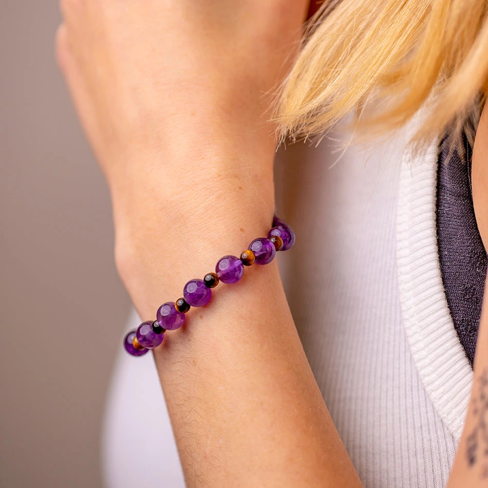 Peace And Positivity Bracelet With Amethyst And Tiger's Eye Beads(Peace And Positivity Bracelet) 5 Peace And Positivity Bracelet With Amethyst And Tiger's Eye Beads(Peace And Positivity Bracelet) - Image 5