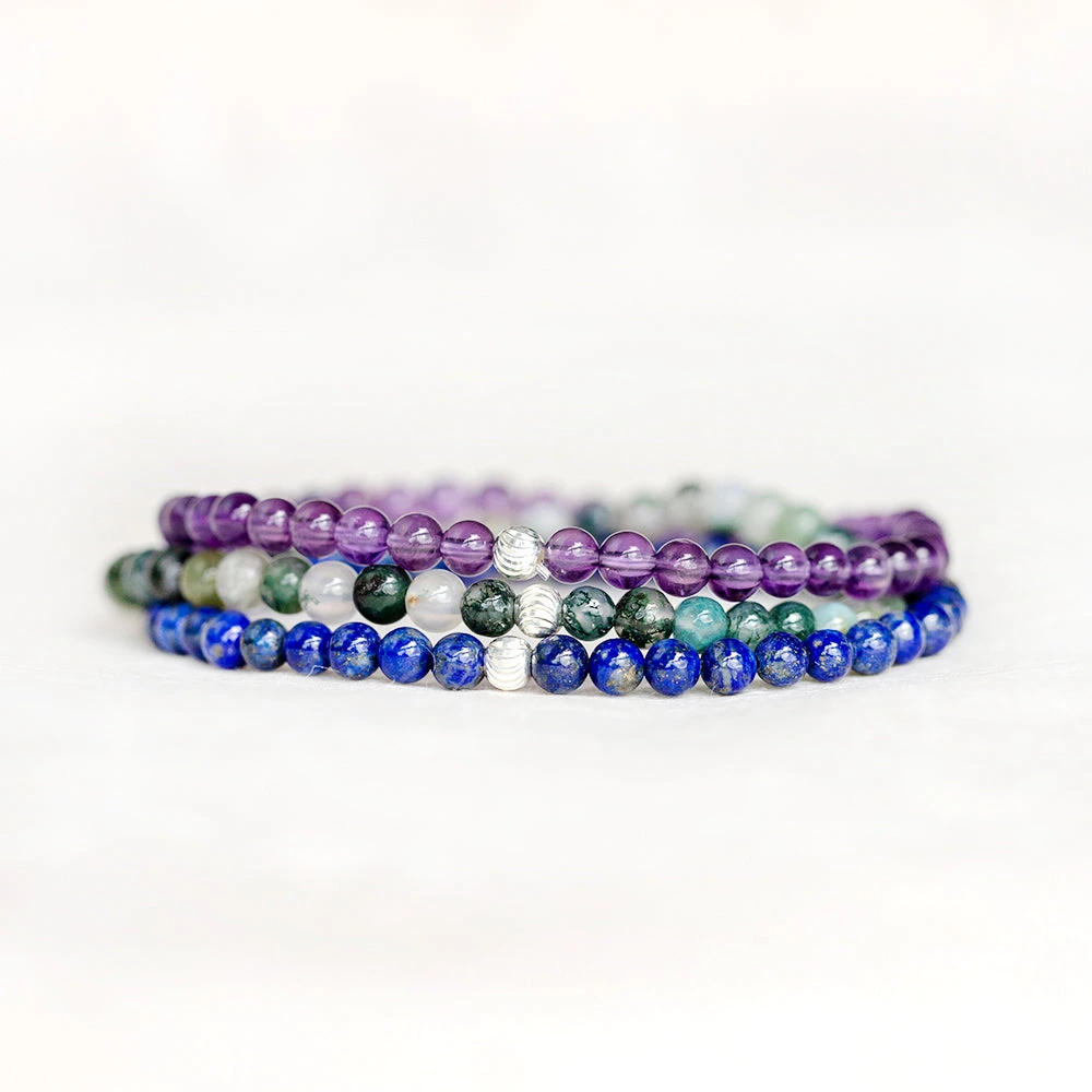 Anxiety Relief Bracelet Set – Lapis Lazuli, Moss Agate & Amethyst(Immune Boost Bracelet Stack) 1 Anxiety Relief Bracelet Set – Lapis Lazuli, Moss Agate & Amethyst(Immune Boost Bracelet Stack)