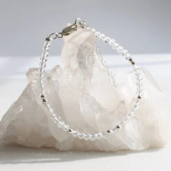 Clear Crystal Birthstone Bracelet – Dainty Faceted Beads, Handmade Jewellery(Clear Crystal Dainty Bracelet) -Djuna Jewelry Store april quartz 2