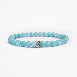 Men's Aquamarine Gemstone Bracelet 6mm(Mens Aquamarine Gemstone Bracelet)