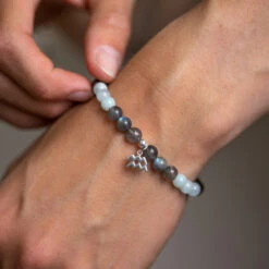 Aquarius Birthstone Bracelet – Gemstones With Sterling Silver Zodiac Charm(Aquarius Gemstone Duo Bracelet) -Djuna Jewelry Store aquarius bracelet