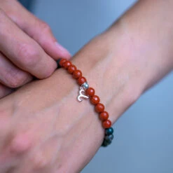 Aries Birthstone Bracelet – Gemstones With Sterling Silver Zodiac Charm(Aries Gemstone Duo Bracelet)