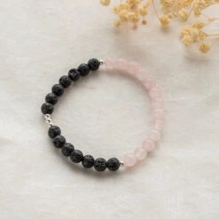 Rose Quartz Aromatherapy Bracelet β Healing Crystal With Lava Beads For Diffusing(Aromatherapy Bracelet Rose Quartz)