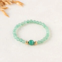 Divine Blessings Gemstone Bracelet With Green Aventurine And Gold Details(Aventurine And Gold Gemstone Bracelet 6mm)
