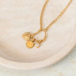 Heart Charm Holder Necklace With Birthstone, Mandala & Puffed Heart – 22K Gold Plated(Heart Charm Holder Necklace With Birthstone Mandala Puffed Heart 22k Gold Plated) 6 Heart Charm Holder Necklace With Birthstone, Mandala & Puffed Heart – 22K Gold Plated(Heart Charm Holder Necklace With Birthstone Mandala Puffed Heart 22k Gold Plated) -Djuna Jewelry Store birthstone sun heart