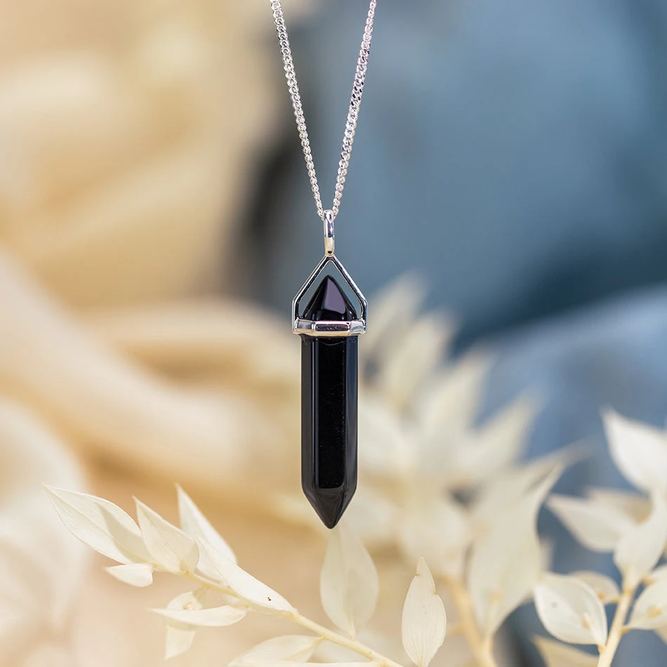 Black Obsidian Point Pendant – Sterling Silver Crystal Energy Necklace(Black Obsidian Sterling Silver Point Pendant) 1 Black Obsidian Point Pendant – Sterling Silver Crystal Energy Necklace(Black Obsidian Sterling Silver Point Pendant)