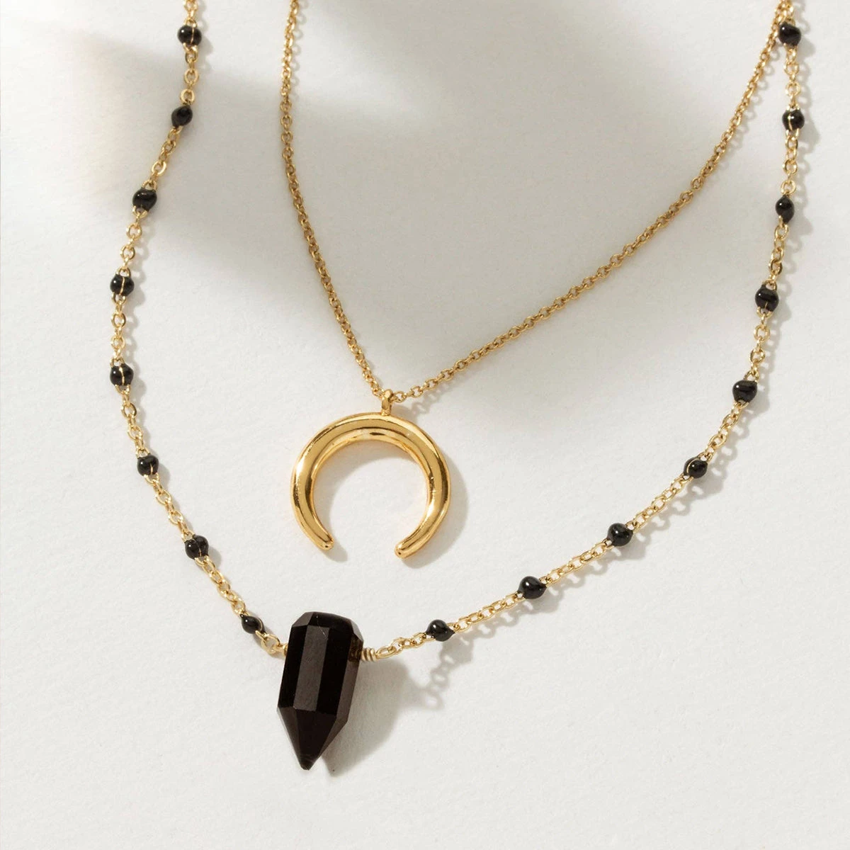 Layered Black Onyx Necklace Set – Dark Moon Jewellery – Gold Crystal Pendant(Dark Moon Onyx Necklace Set Black Onyx) 1 Layered Black Onyx Necklace Set – Dark Moon Jewellery – Gold Crystal Pendant(Dark Moon Onyx Necklace Set Black Onyx)