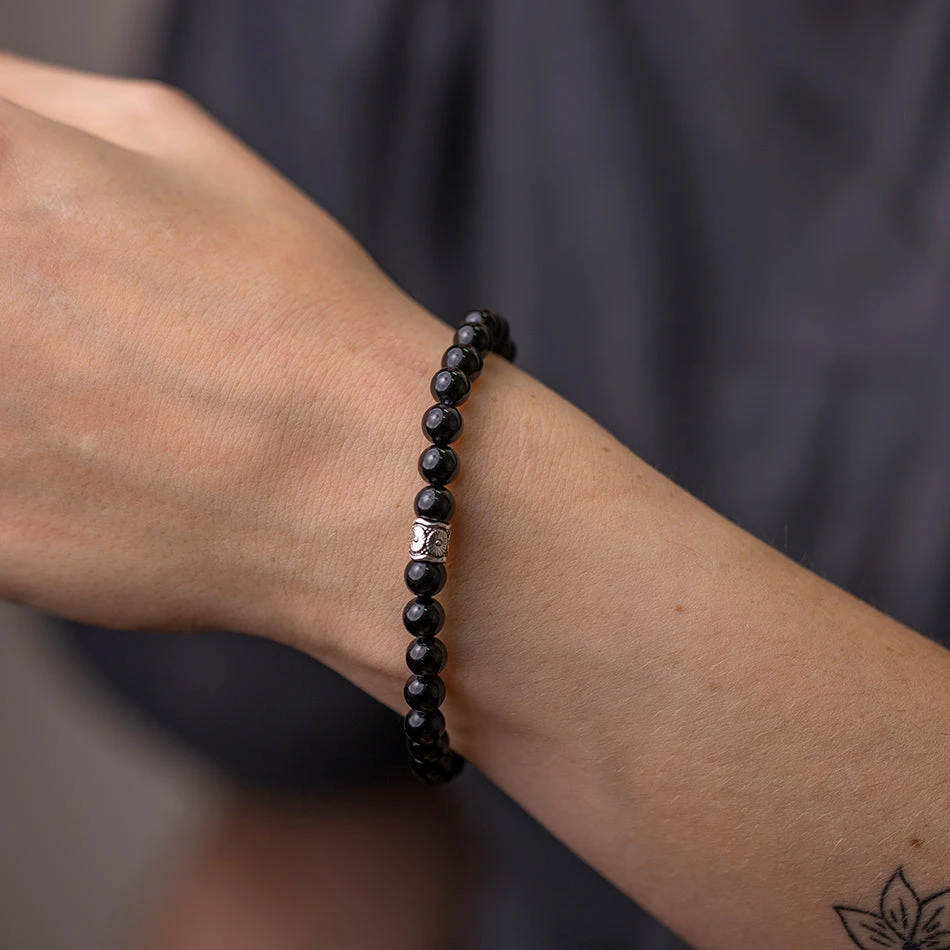 Black Tourmaline Gemstone Bracelet 6mm(Black Agate Energy Bracelet) 4 Black Tourmaline Gemstone Bracelet 6mm(Black Agate Energy Bracelet) - Image 4
