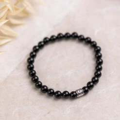 Black Tourmaline Gemstone Bracelet 6mm(Black Agate Energy Bracelet) 7 Black Tourmaline Gemstone Bracelet 6mm(Black Agate Energy Bracelet) -Djuna Jewelry Store black tourmaline bracelet