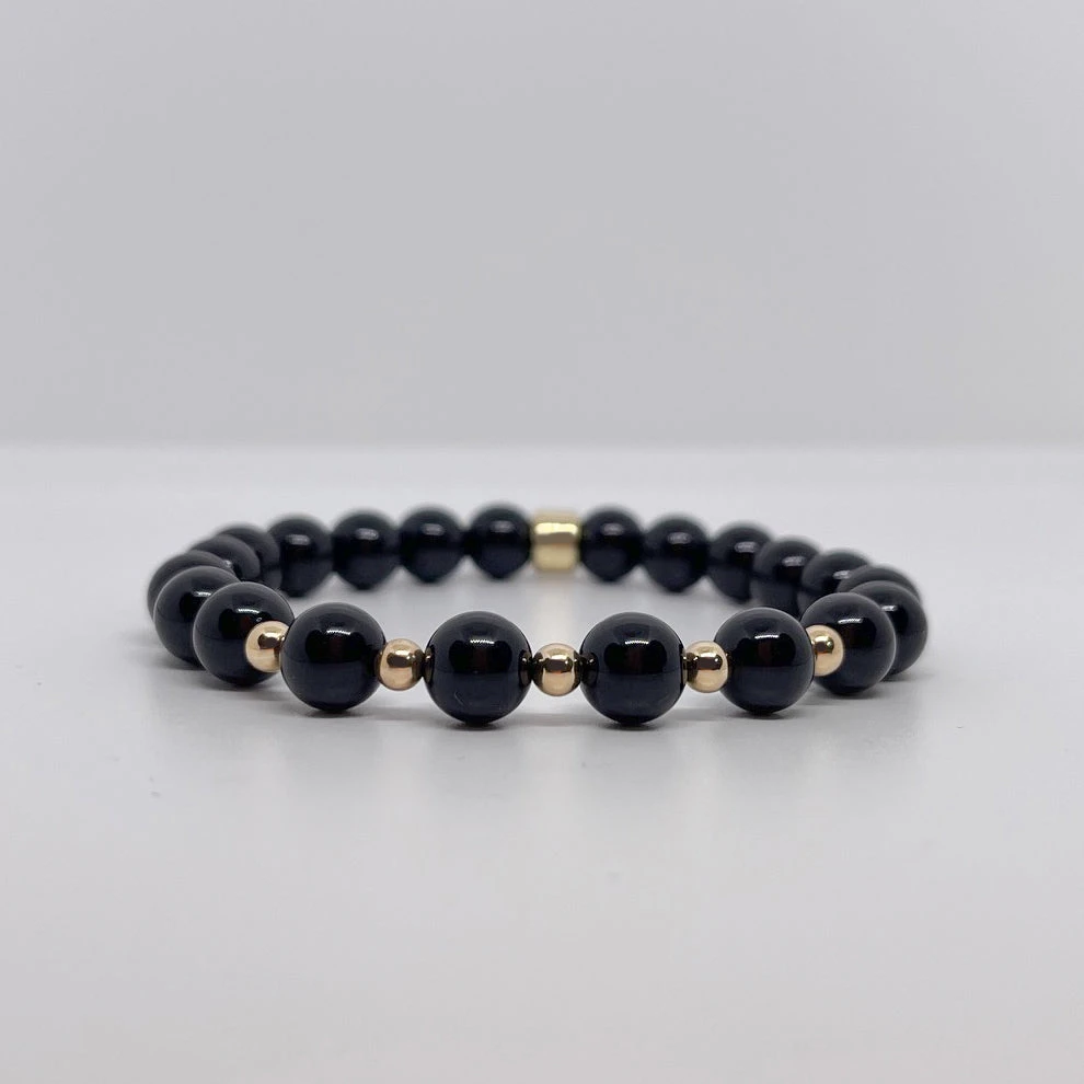 8mm Black Tourmaline Bracelet – Healing Crystal For Energy Shielding & Balance(Black Tourmaline Bracelet Gold) 3 8mm Black Tourmaline Bracelet – Healing Crystal For Energy Shielding & Balance(Black Tourmaline Bracelet Gold) - Image 3