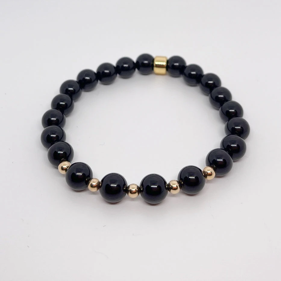 8mm Black Tourmaline Bracelet – Healing Crystal For Energy Shielding & Balance(Black Tourmaline Bracelet Gold) 2 8mm Black Tourmaline Bracelet – Healing Crystal For Energy Shielding & Balance(Black Tourmaline Bracelet Gold) - Image 2
