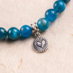 Blue Apatite Gemstone Bracelet With Heart Charm 6mm(Blue Apatite Gemstone Bracelet) 5 Blue Apatite Gemstone Bracelet With Heart Charm 6mm(Blue Apatite Gemstone Bracelet) -Djuna Jewelry Store blue apaptite bracelet