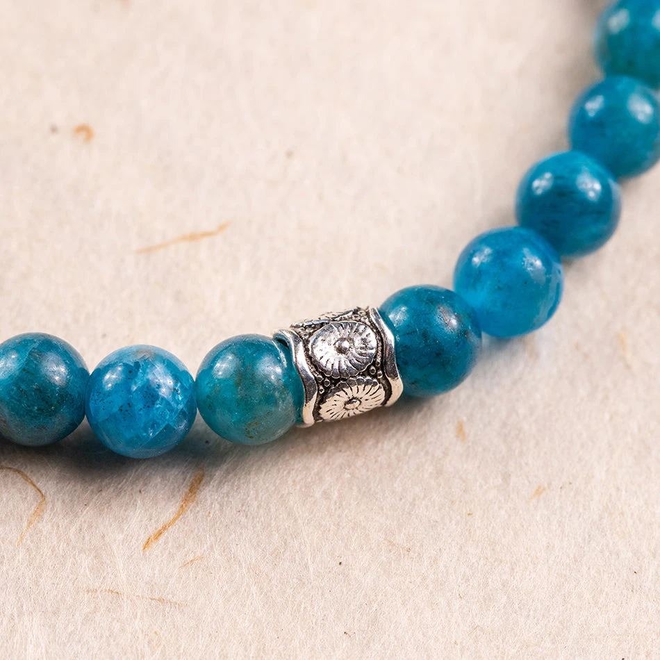 Blue Apatite Gemstone Bracelet With Heart Charm 6mm(Blue Apatite Gemstone Bracelet) 2 Blue Apatite Gemstone Bracelet With Heart Charm 6mm(Blue Apatite Gemstone Bracelet) - Image 2