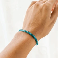 Blue Apatite Gemstone Bracelet 6mm(Natural Ocean Jasper Bead Bracelet 1) -Djuna Jewelry Store blue apatite bracelet 2