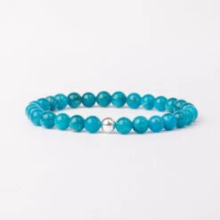 Blue Apatite Beaded Bracelet – Essential 6mm Gemstone Healing Crystal Jewellery(Blue Apatite Essential Bracelet 6mm) -Djuna Jewelry Store blue apatite bracelet silver