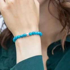 Blue Apatite Beaded Bracelet β Essential 6mm Gemstone Healing Crystal Jewellery(Blue Apatite Essential Bracelet 6mm)