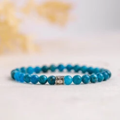 Blue Apatite Gemstone Bracelet 6mm(Natural Ocean Jasper Bead Bracelet 1)