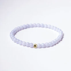 Blue Lace Agate Gemstone Bracelet 4mm(Blue Lace Agate Healing Bracelet) -Djuna Jewelry Store blue lace agate 4mm gold