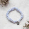 Personalised Blue Lace Agate Bracelet – Crystal Chips With Engraved Name Charm(Blue Lace Agate Crystal Chip Bracelet)