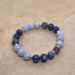 Tranquil Harmony - Sodalite And Amethyst Gemstone Bracelet For Calm & Clarity(Tranquil Harmony Sodalite Blue Lace Agate And Amethyst Bracelet) -Djuna Jewelry Store blue lace agate trio 3