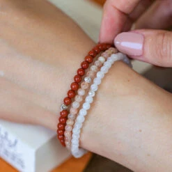 Calm Mind & Spirit Bracelet Set – Sunstone & Red Jasper Crystals(Calm Mind And Spirit Bracelet Set)
