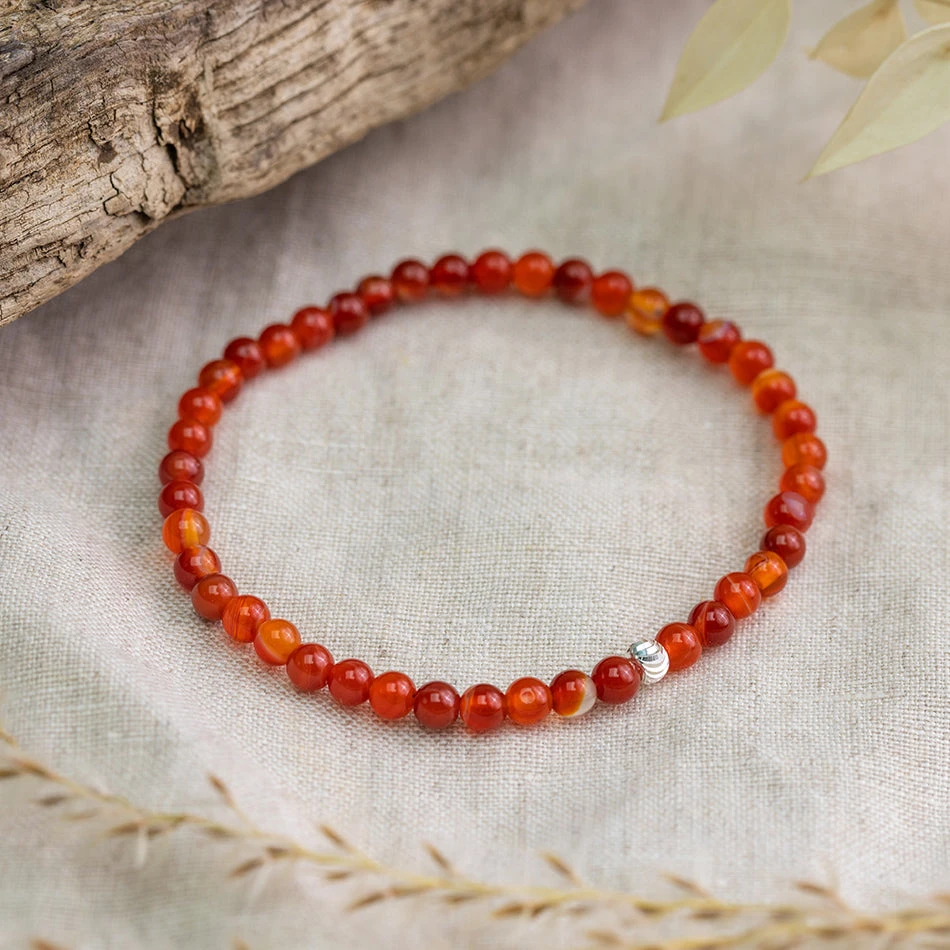 Carnelian Gemstone Bracelet 4mm(Carnelian Gemstone Bracelet) 2 Carnelian Gemstone Bracelet 4mm(Carnelian Gemstone Bracelet) - Image 2