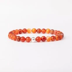 Carnelian Beaded Bracelet – Essential 6mm Gemstone Crystal Jewellery(Carnelian Essential Bracelet 6mm) -Djuna Jewelry Store carnelian bracelet silver