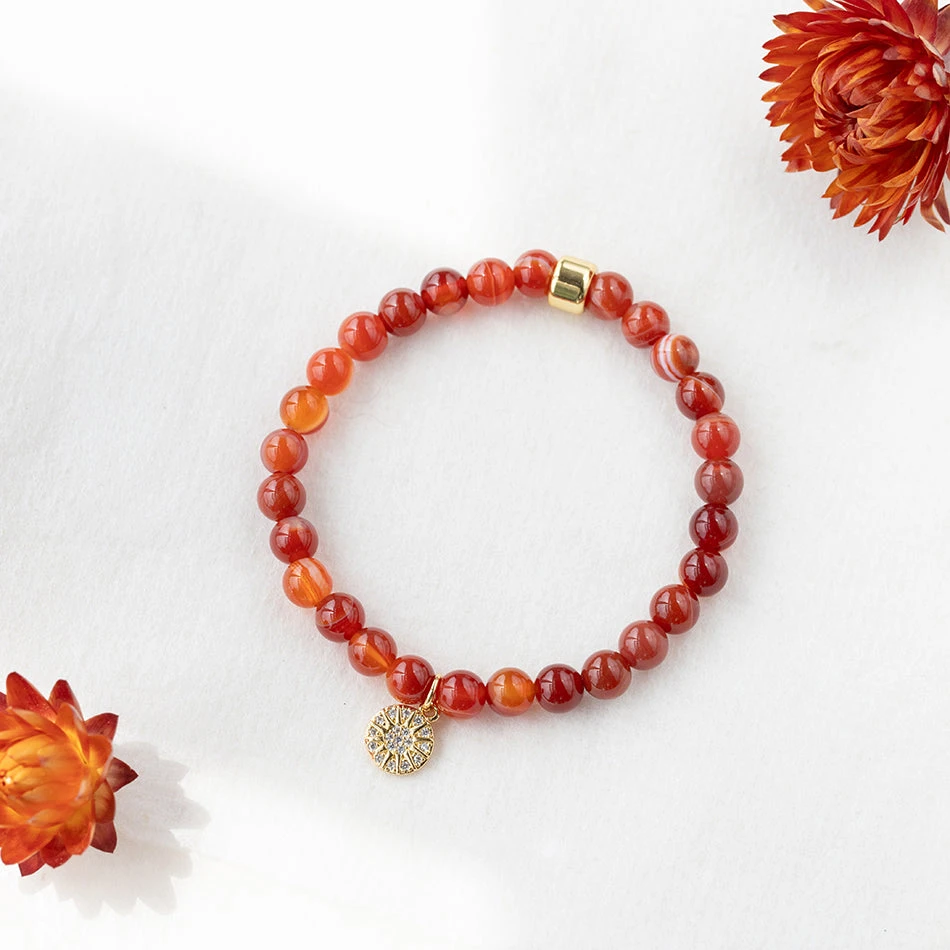 Carnelian Gemstone Bracelet – Celestial-Themed Charm, Handmade Jewellery(Sunstar Charm Carnelian Bracelet) 1 Carnelian Gemstone Bracelet – Celestial-Themed Charm, Handmade Jewellery(Sunstar Charm Carnelian Bracelet)
