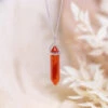 Carnelian Point Pendant – Sterling Silver Crystal Energy Necklace(Carnelian Sterling Silver Point Pendant)